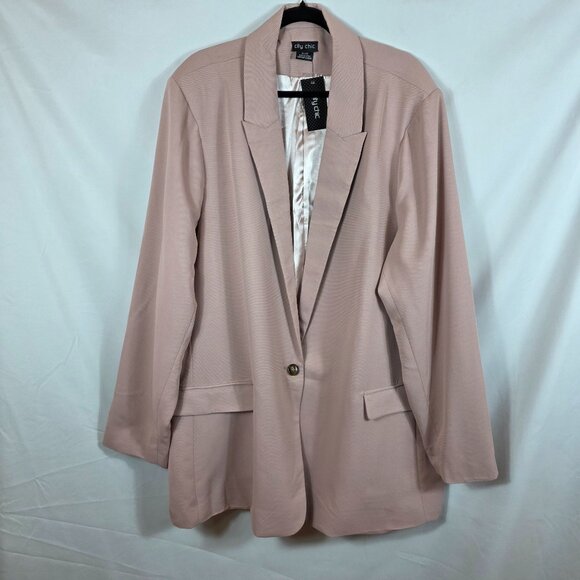 City Chic Blazer Jacket Women's Size 22 Pale Pink NEW with Tags - Picture 1 of 15